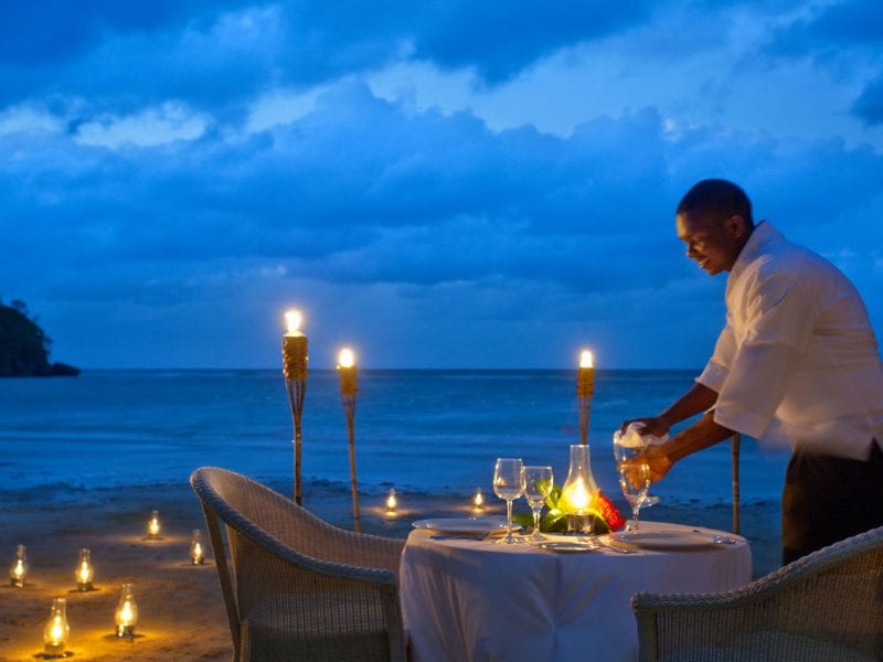 Romantic dinner on the beach