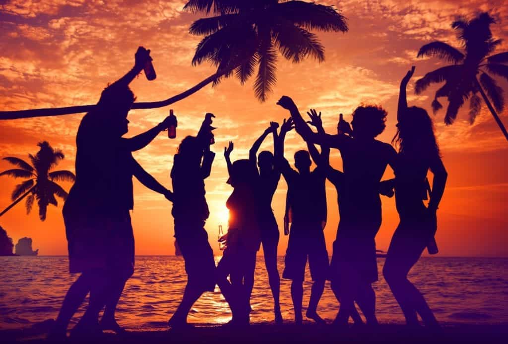 Silhouettes of Diverse Multiethnic People Partying