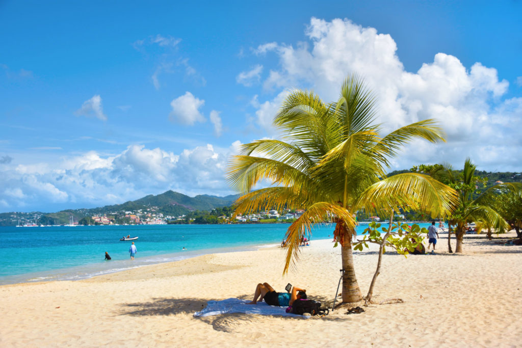 relaxing on Grand Anse beach - Grenada holidays